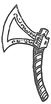 Fig. 8. Polnisches Wurfbeil. Beginn 17. Jahrhundert. Der kurze Stiel mit Lederstreifen umwickelt. Sammlung Hewelyn-Meyrick. (Demmin, Seite 821, Nr. 23.)