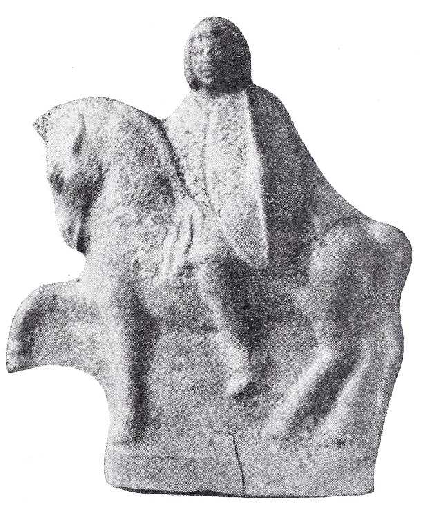 Figur eines (gallischen?) Reiters aus einer Höhle bei Bi´ne Palästina.