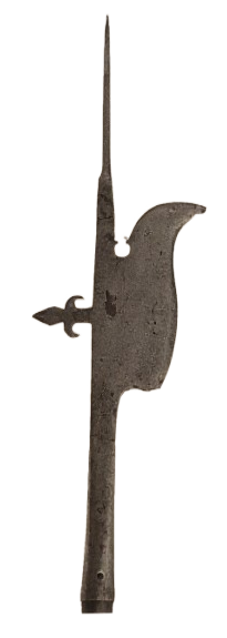 Helmbarte mit leuchtendem Stahl und Schmiedemarke. Schweizer Ursprung. 15. Jahrhundert. Aus der Brett Sammlung. Zuvor Provenienz aus der Meyrick Sammlung.
