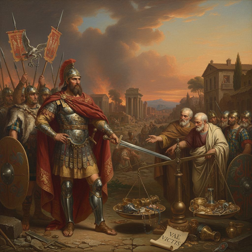Symbolbild: Die Geschichte von Brennus. Vae victis! Wehe den Besiegten!