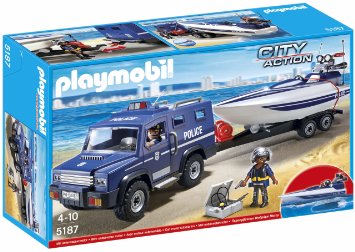 Playmobil - Fourgon et vedette de la police (+ hélicoptère)