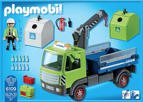 Playmobil - Camion avec grue et conteneurs à verre