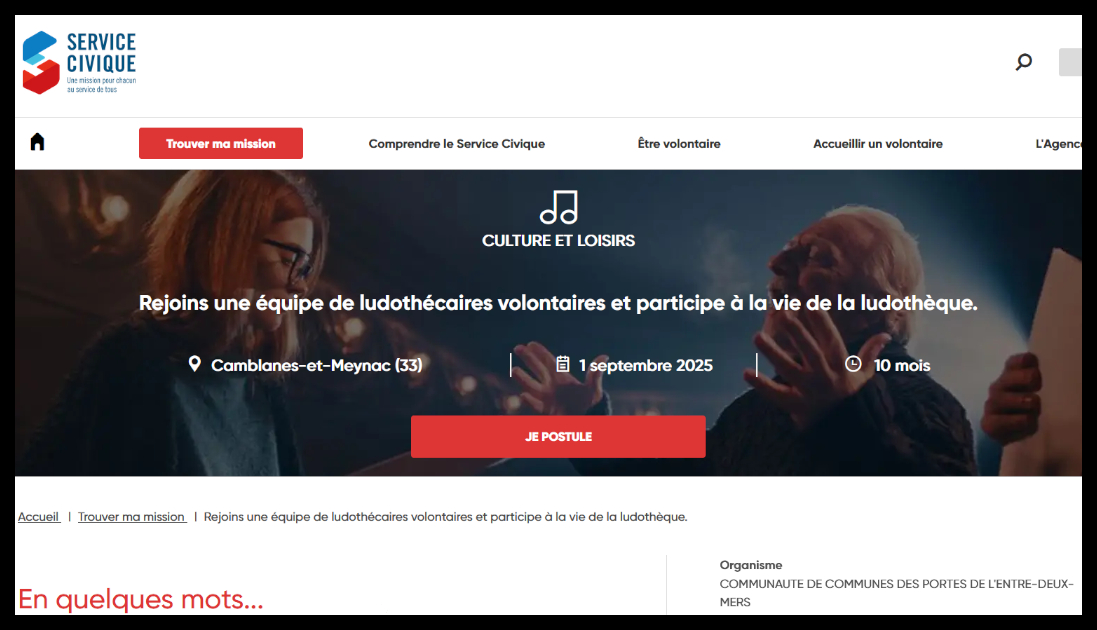 Recrutement service civique