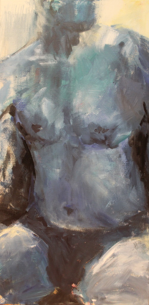 Männlicher Akt blau, Acryl auf Leinwand, 60x80
