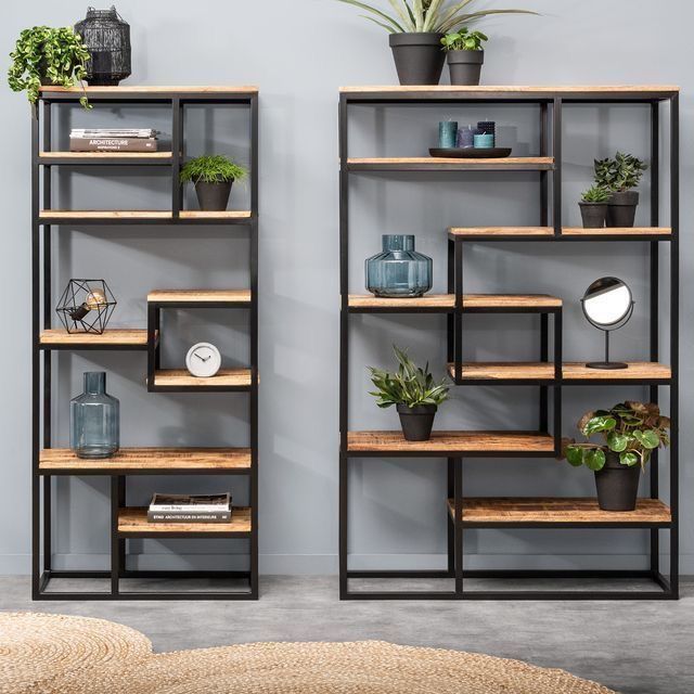 mueble tipo industrial fabricado en perfil de 3/4' x 3/4' con madera de 14mm pintado en negro mate o color a elegir