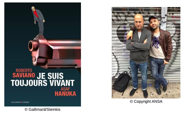 Couverture BD Je suis toujours vivant #RomanGraphique #Témoignage #Dénonciation #FaitsRéels #Mafia #Crimes #Liberté #PoésieRoberto Saviano Asa Hanuka