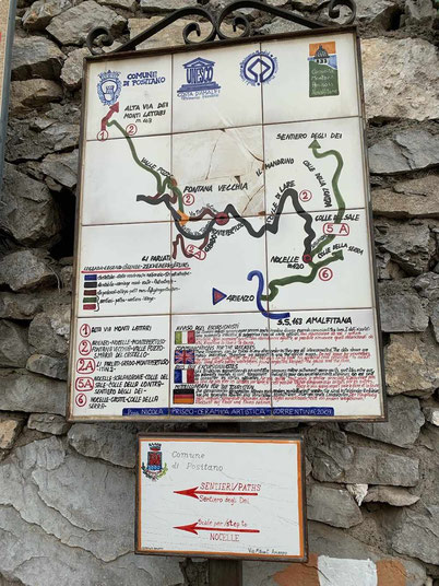Positano Path of the Gods map
