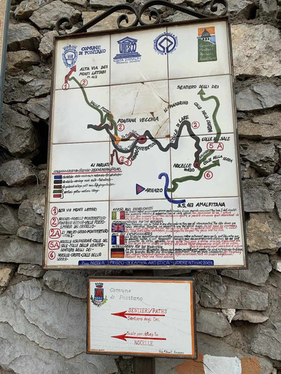 Positano Path of the Gods map 