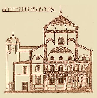 Semper-Synagoge Dresden, Querschnitt. Eingeweiht 1840, zerstört während der Novemberpogrome 1938