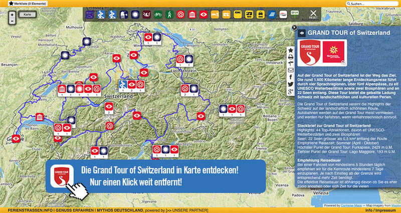 Die Grand Tour of Switzerland in unserer interaktiven Karte entdecken!