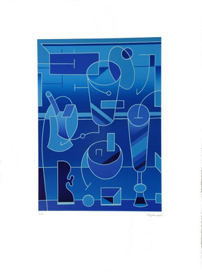 "Stilleben", Farblinoldruck, 1998, 30 x 42 cm, Blattgröße: 50 x 70 cm, Preis: 360 Euro