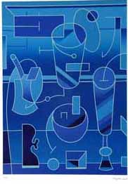 "Stilleben", Farblinoldruck, 1998, 30 x 42 cm, Blattgröße: 50 x 70 cm, Preis: 360 Euro