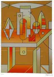 "Futuristenjause", Farblinoldruck, 2000, 29/30, 30x42 cm, Blattgröße 50 x 70, Preis: 360 Euro