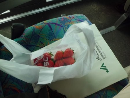 お土産に、イチゴ、買いましたよ