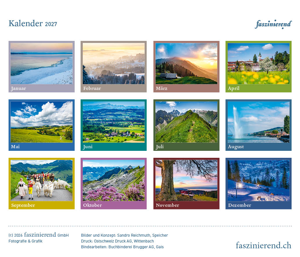 Tischkalender 2027 Kalender Ostschweiz