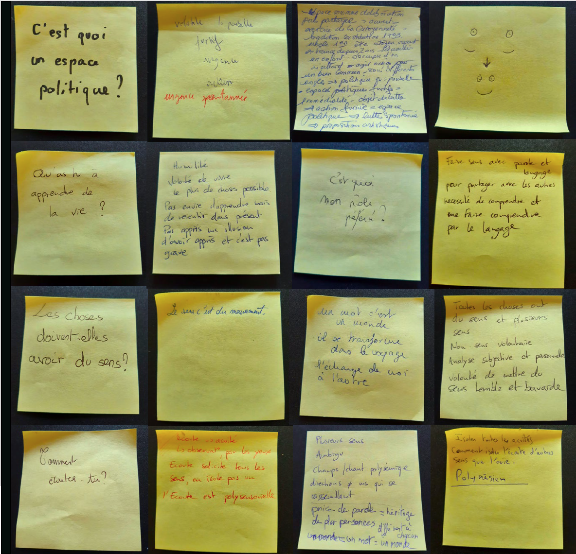 Notes and questions written by participants. Paris. 06/24