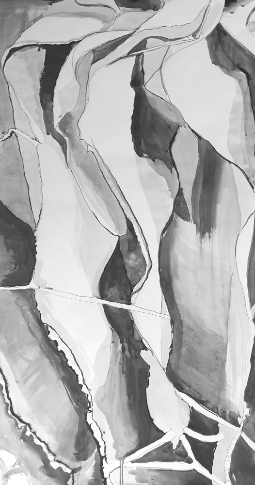 Mushroom 2024, Ink/Oil Crayon/Paper, 107cm x 58cm