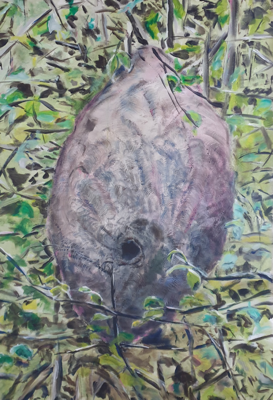 Black Wasps' Nest, 2024, Acryl/Cotton 150cm x 95cm
