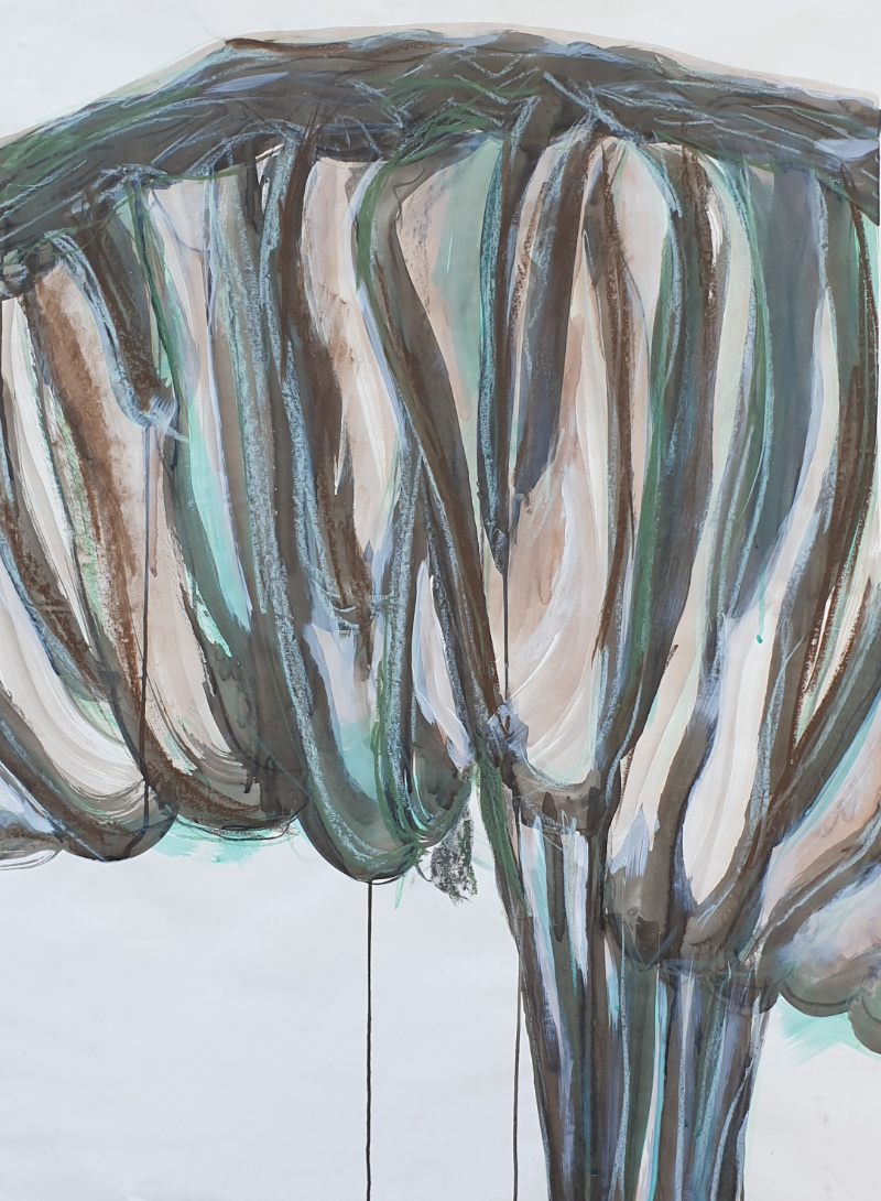 Mushroom 2024, Ink/Acryl/Oil Crayon/Paper, 107cm x 77cm