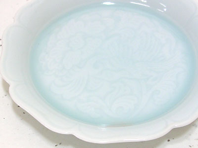 明、永楽時代前期　青白磁 花鳥模様 ポット 明、永楽時代前期 青白磁 花鳥模様 ポット