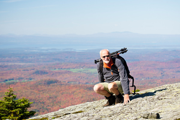 Peter auf dem Mount Madison - Vermont - New England USA mit Linda´s Kameratechnik auf dem Rücken - Peter on top of Mount Madison - Vermont - New England USA with Linda´s Camera Equipment on his back
