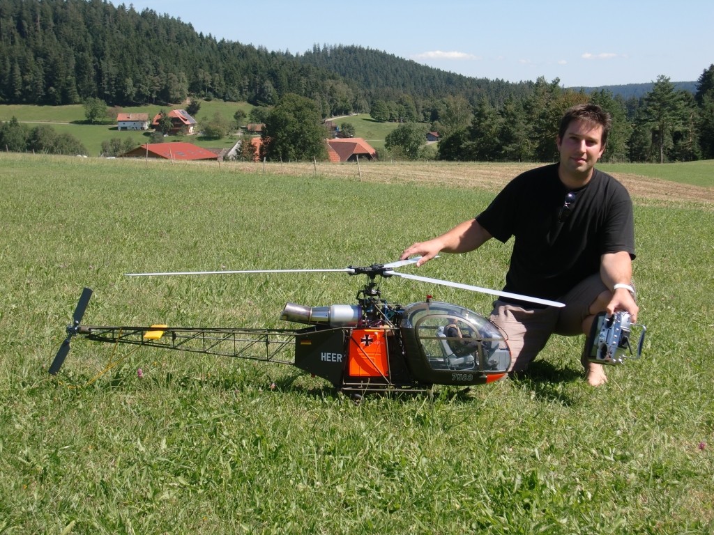 Bernds Vario Alouette 2  Scale Nachbau mit 3 Blatt 1,68m Hauptrotor, ca. 9 kg und mit Jet Cat PHT 2 Turbine