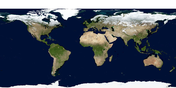 Distribution of arid lands in the world. It is characterized by low annual rainfall of less than 250 mm, by evaporation exceeding precipitation and a sparse vegetation. ©NASA GSFC.