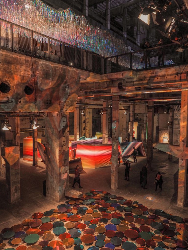 overview of the two stories of the playground with different installations of international artists