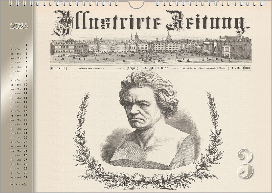 Beethoven-Kalender Monatsseite.