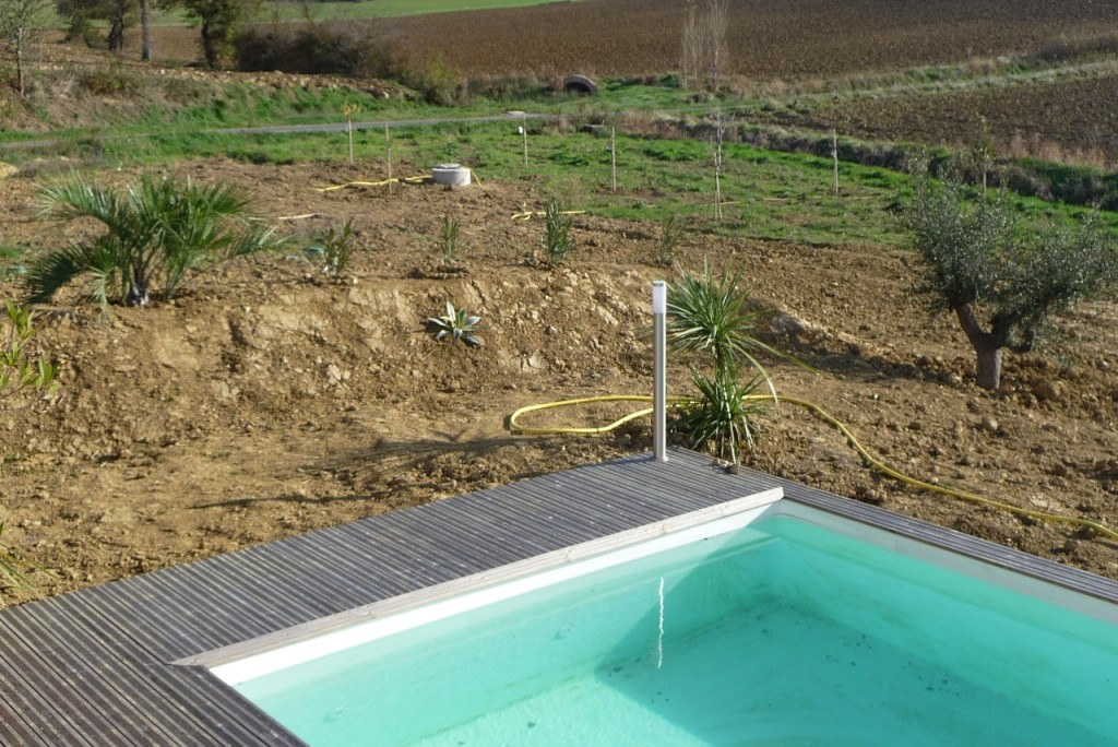 une belle vue sur le futur potager avec son puit...