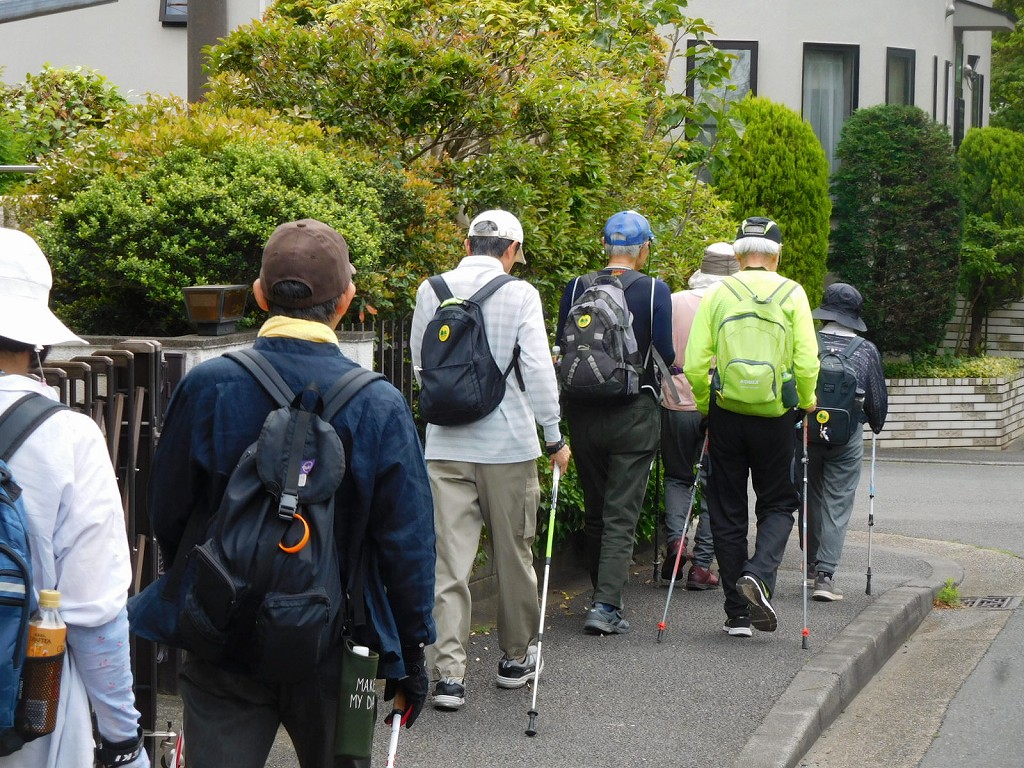 もえぎ野こかげ道を歩く二班の皆さん