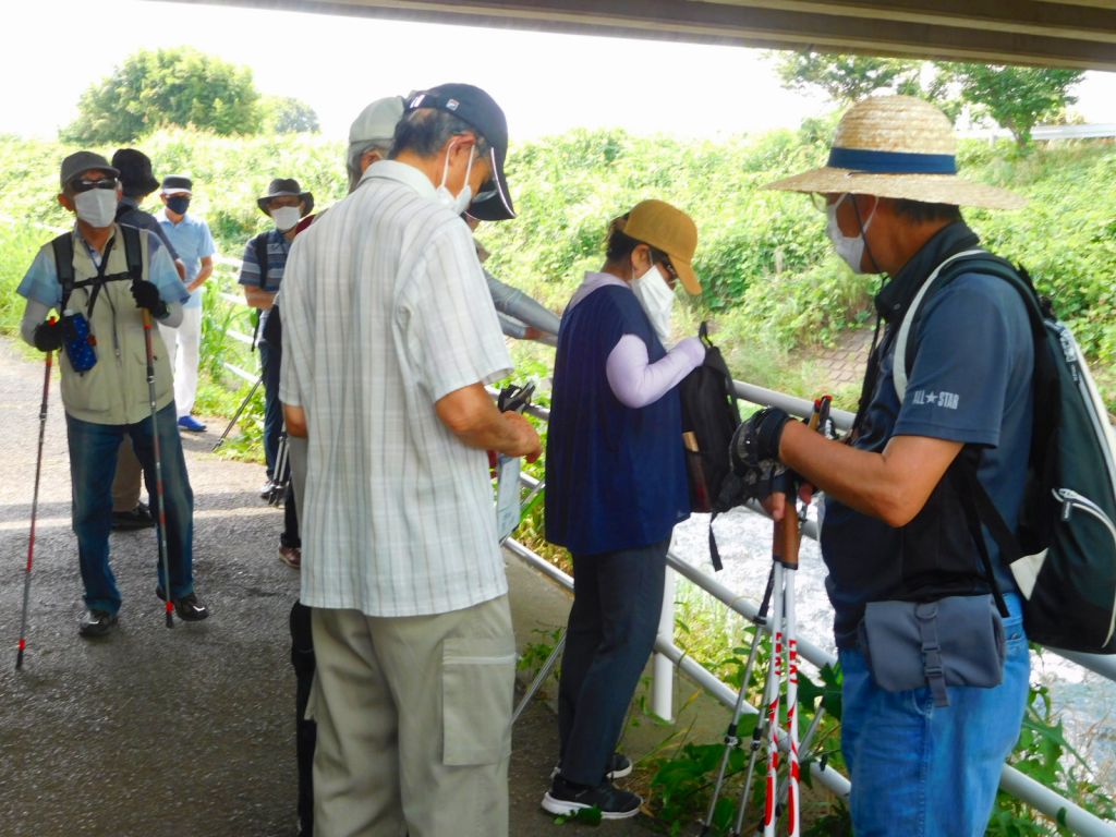 架橋の下で休憩