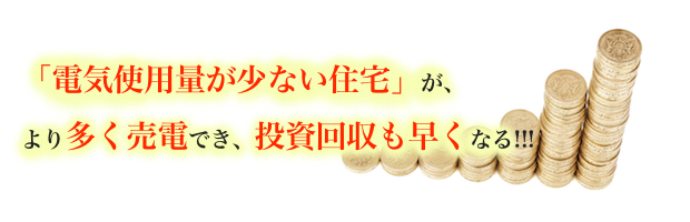 「電気使用量が少ない住宅」が、より多く売電でき、投資回収も早くなる