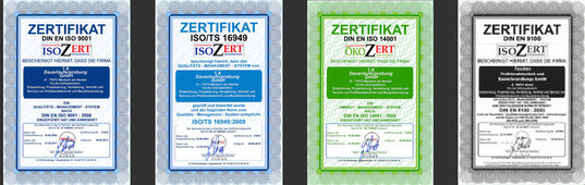 Certified according to: DIN EN ISO 9001, ISO/TS 16949, DIN EN ISO 14001, DIN EN 9100