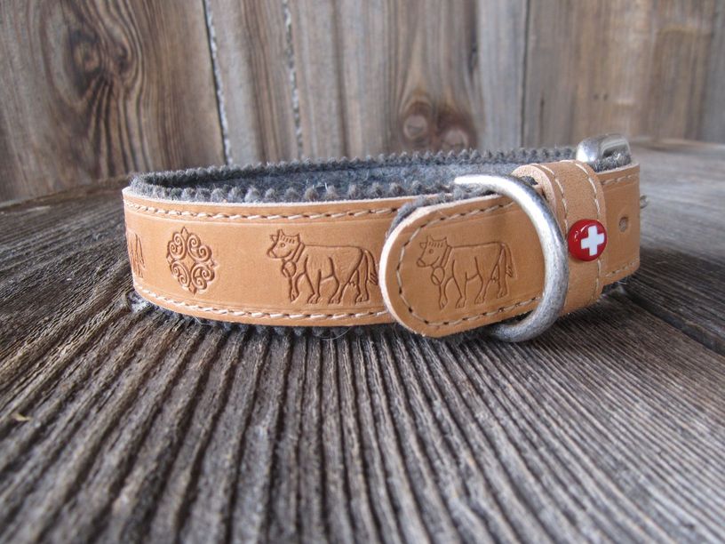 Hundehalsband und Leine Bio-Leder mit Brandprgung - lti - swiss made  premium outfit for dogs