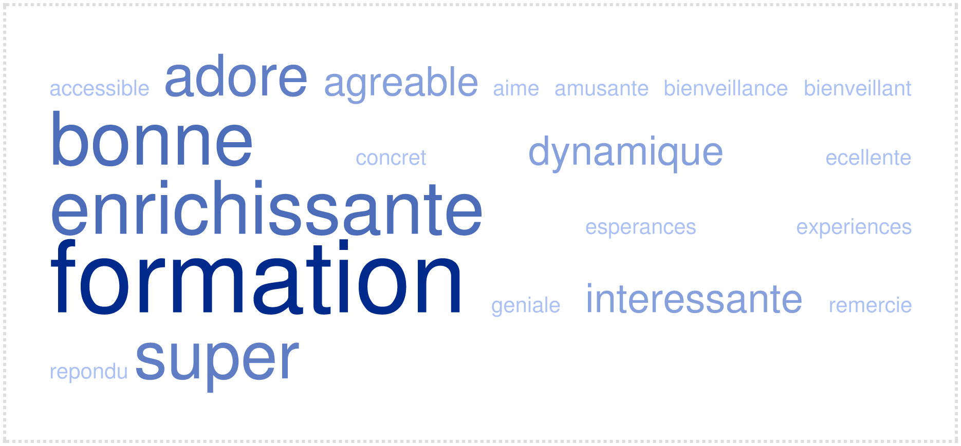 Nuage de mots Formation Pro : La formation selon les stagiaires - Cepsignes Formations -  2017 -