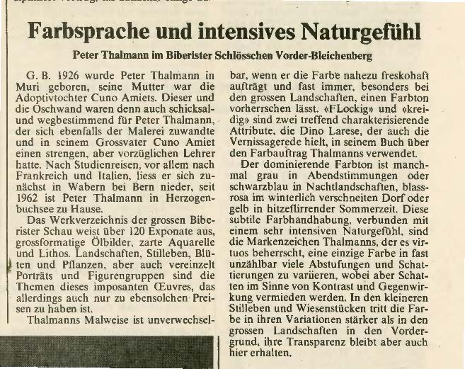 1981,  Schlösschen Vorder-Bleichenberg: Zeitungsbericht