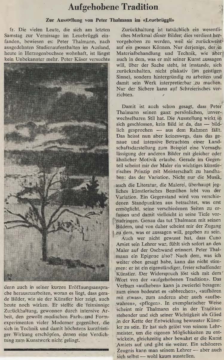 1973, Leuebrüggli: Zeitungsbericht