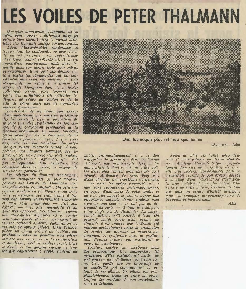 1970, Galerie Socrate Biel: Zeitungsbericht