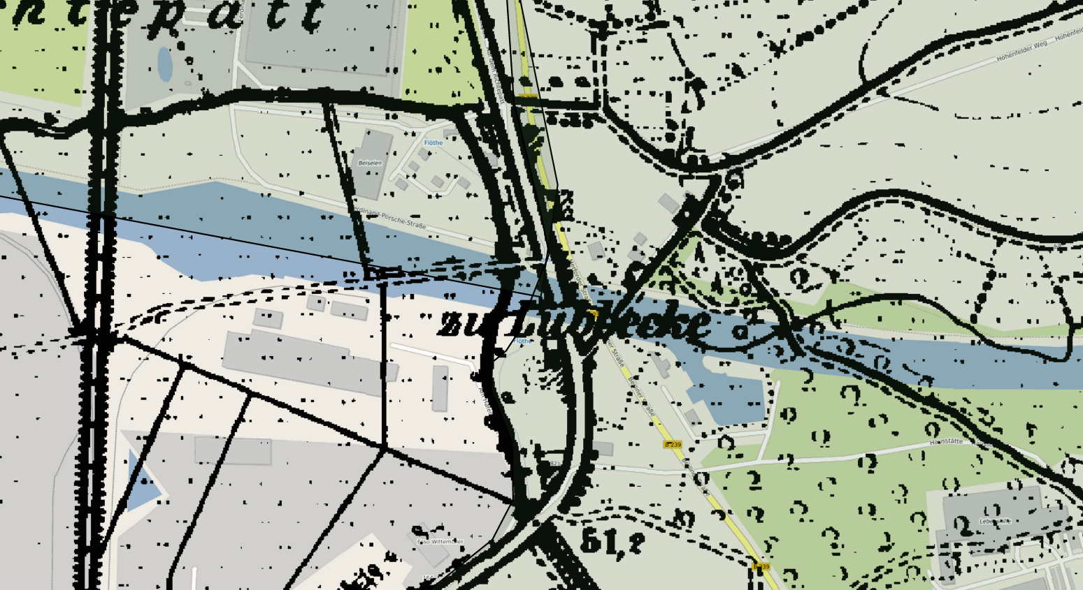Karte vom Bereich Hafen von Lübbecke in der Zeit von ca. 1891 - 1912