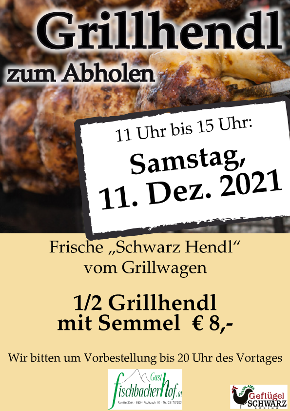 "Schwarz-Grillhendl" vom Grillwagen am Sa. 11. Dezember