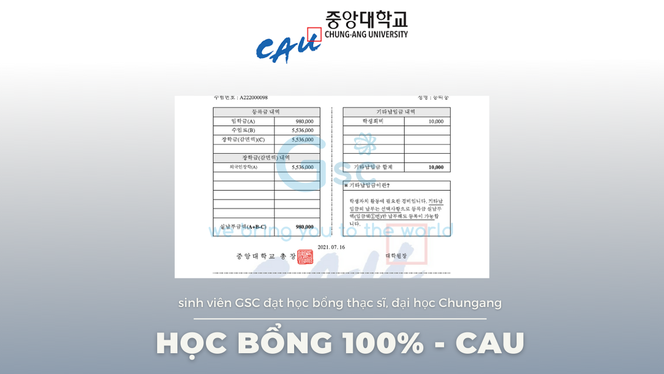 sinh viên GSC được học bổng 100% khoá MBA tại đại học Chungang (CAU-Chungang University)