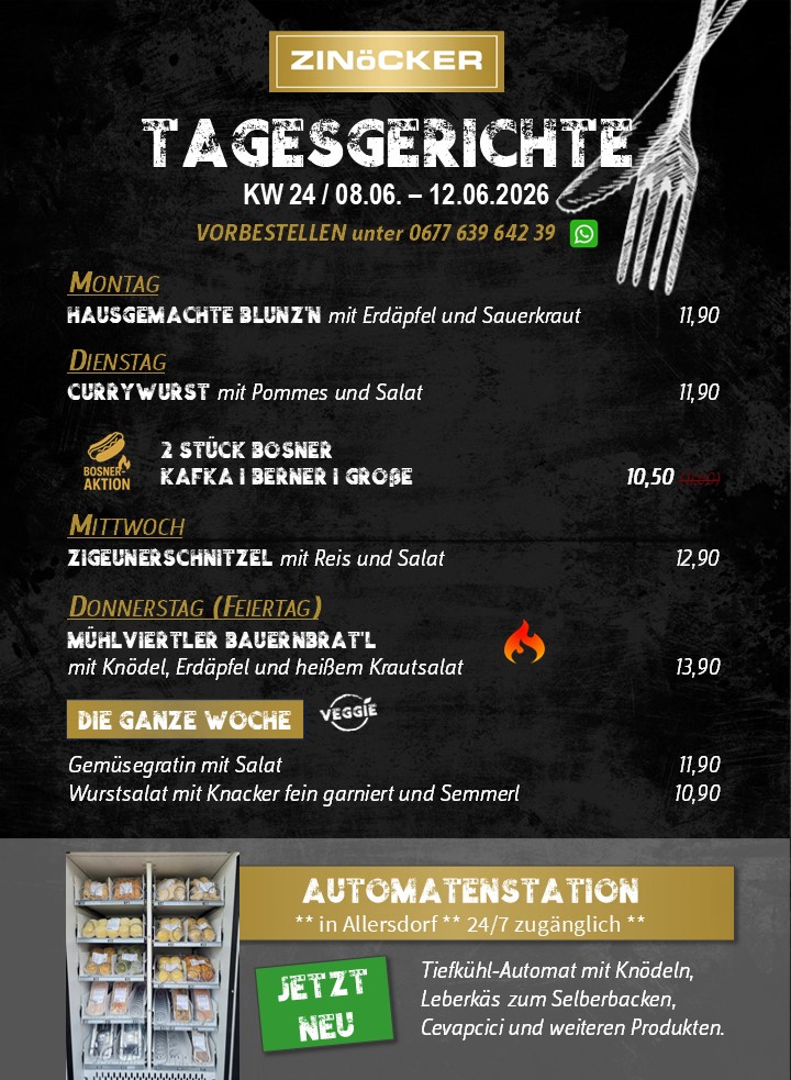 Zini's aktuelle Tagesgerichte der Woche