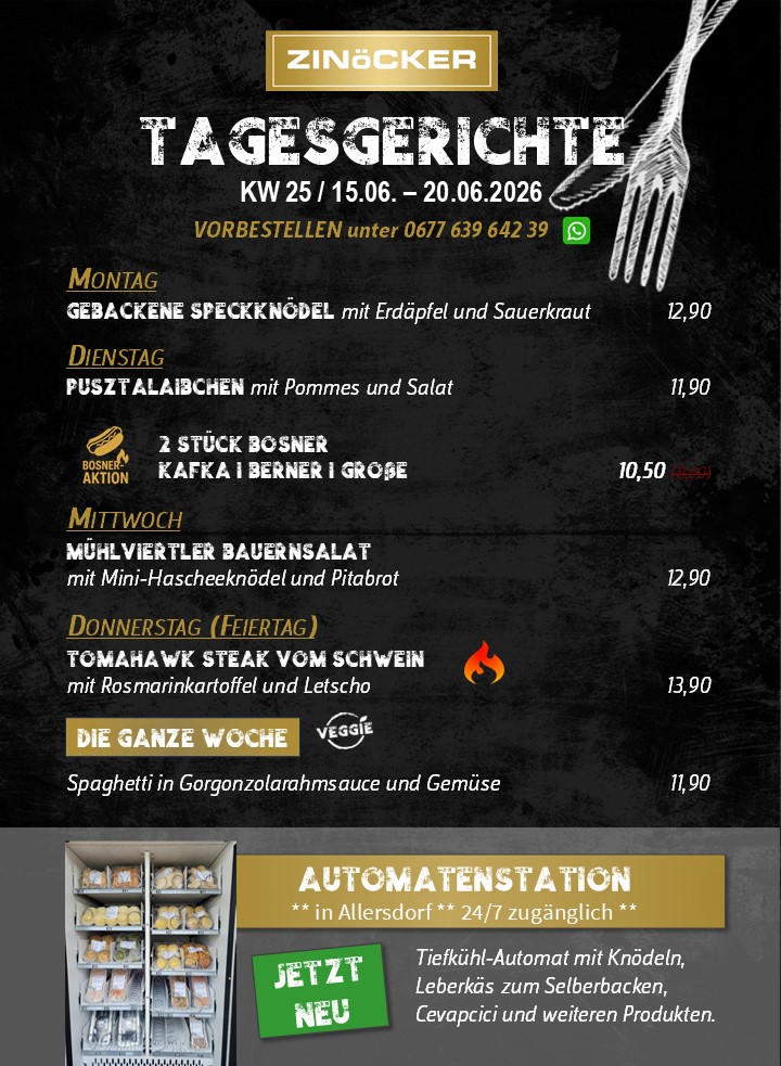 Zini's aktuelle Tagesgerichte der Woche