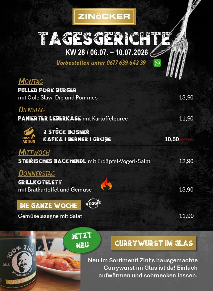 Zini's aktuelle Tagesgerichte der Woche