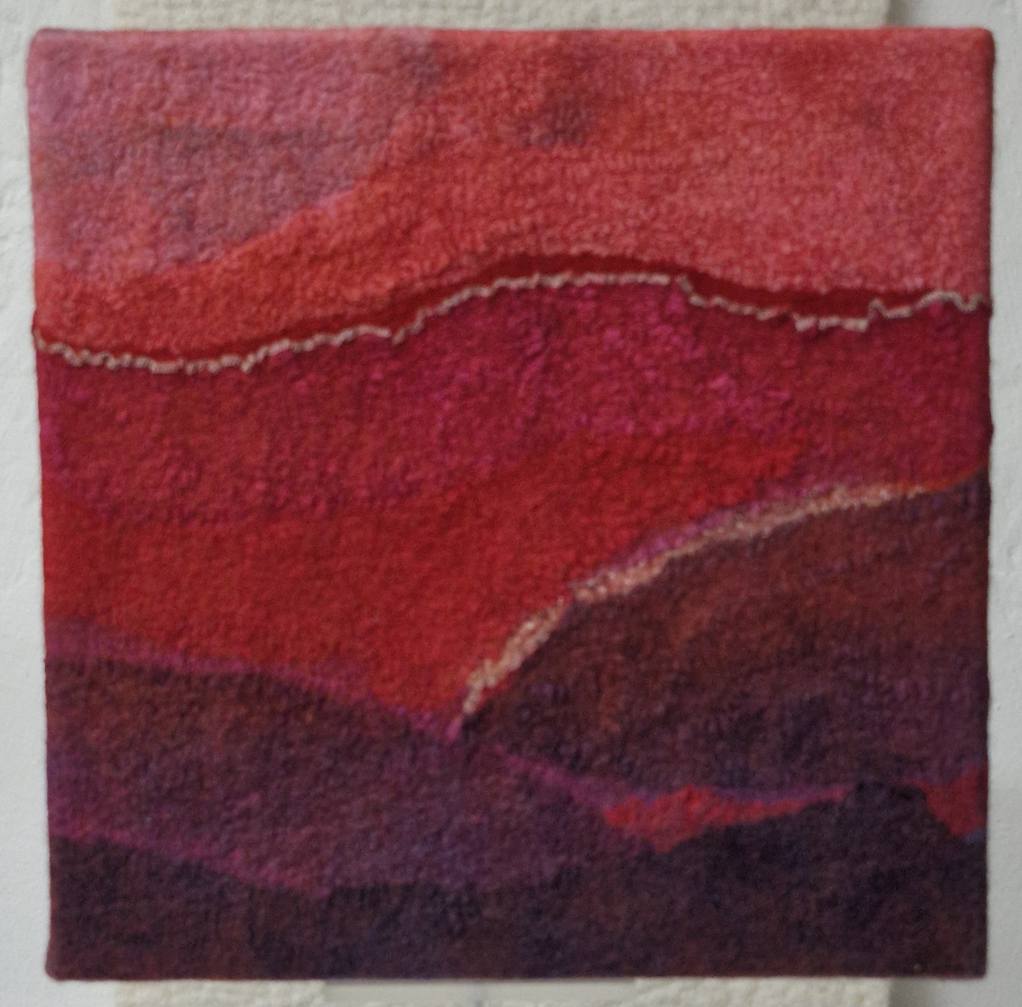 Wandbild, Wolle und Seide. 30x30x7,5cm. 