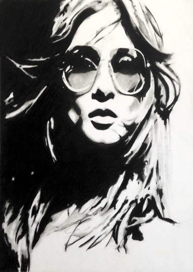 Girl with sunglasses | 42 x 59 cm | Sold