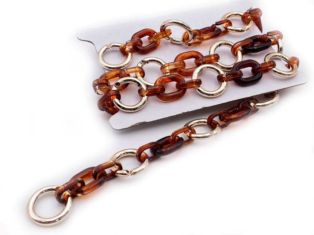 Catena manico per borsa in resina completa di moschettoni dorati