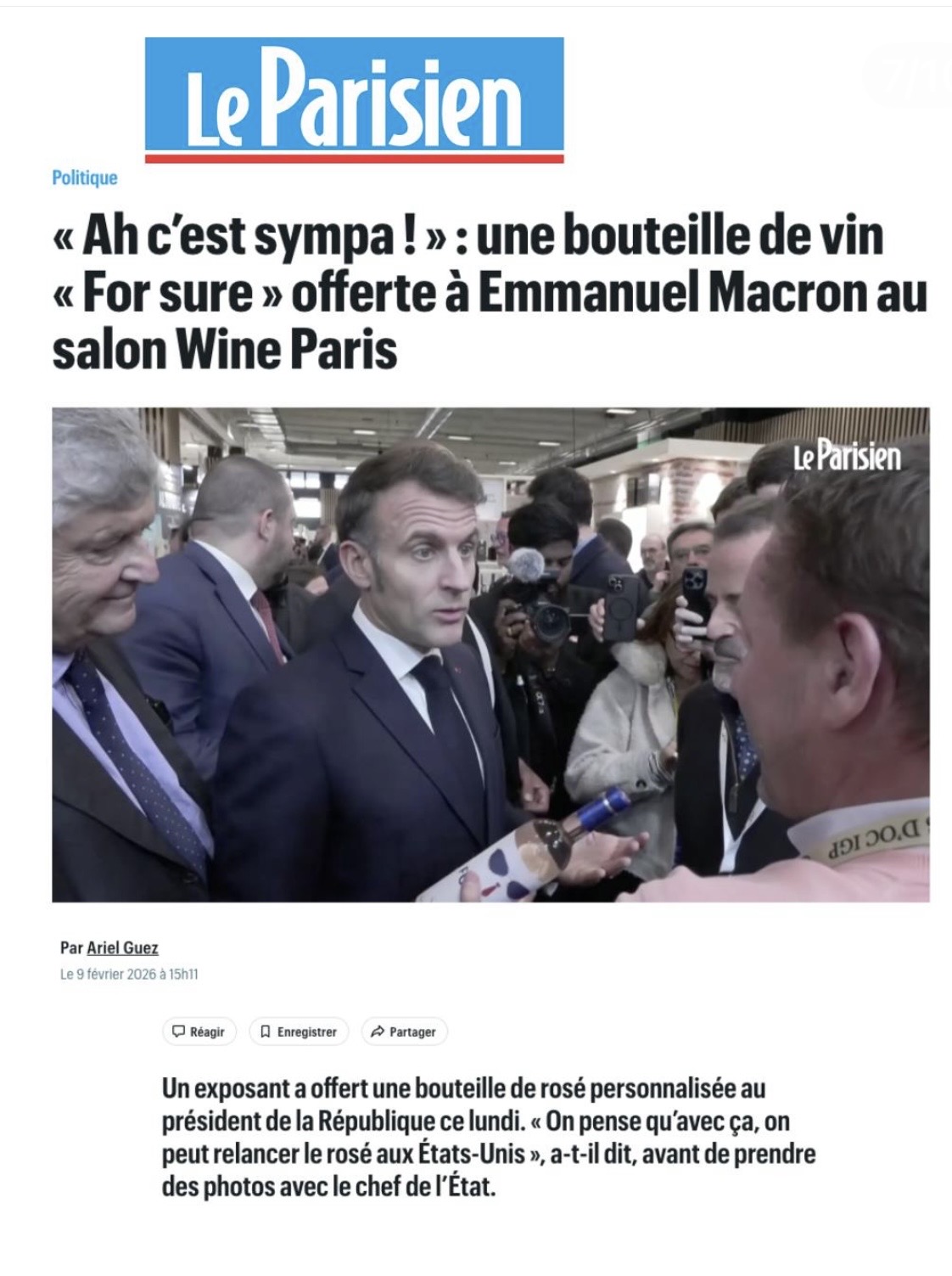 Ook president Macron kwam proeven.