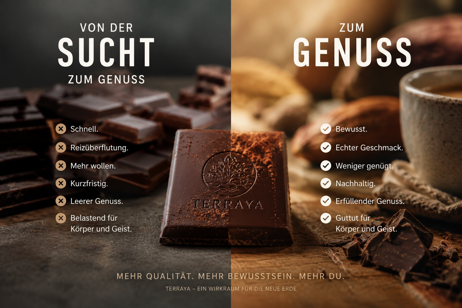 Schokolade - Nicht mehr Zucker. Sondern mehr Qualität.